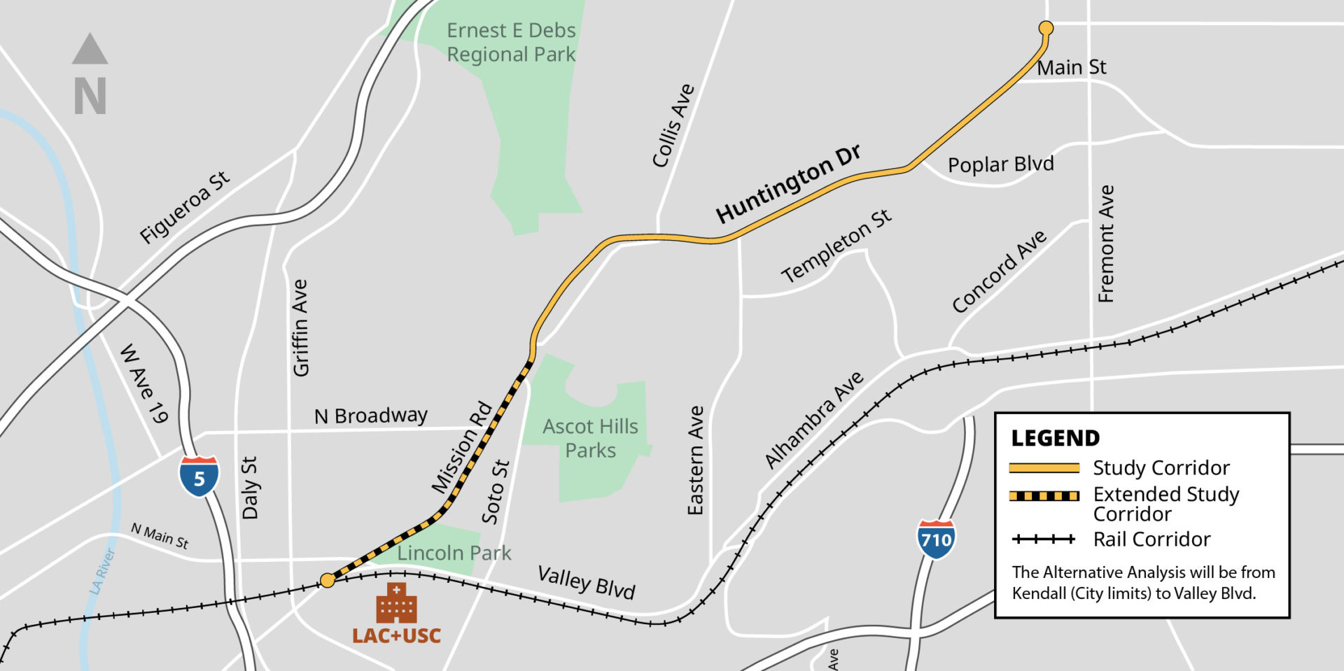 Huntington Drive Corridor Map