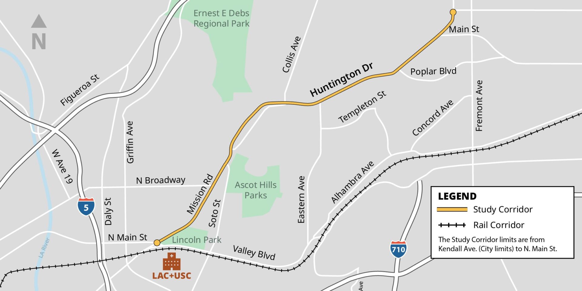 Huntington Drive Corridor Map